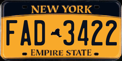 NY license plate FAD3422