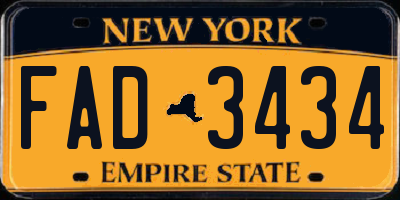 NY license plate FAD3434