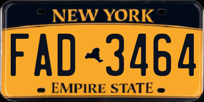 NY license plate FAD3464