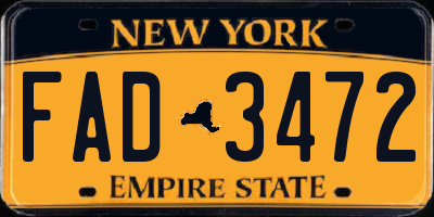 NY license plate FAD3472