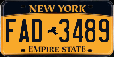 NY license plate FAD3489