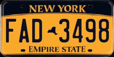 NY license plate FAD3498