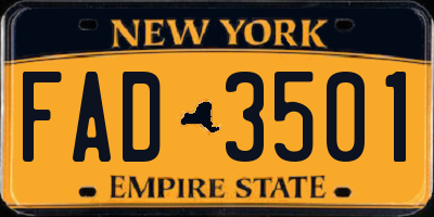 NY license plate FAD3501