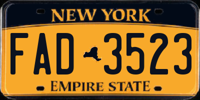 NY license plate FAD3523