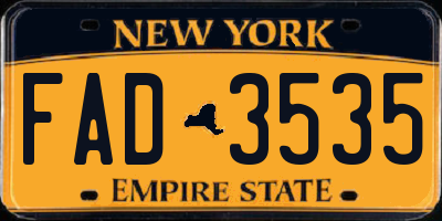 NY license plate FAD3535