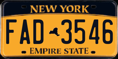 NY license plate FAD3546