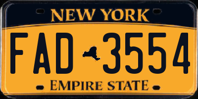 NY license plate FAD3554