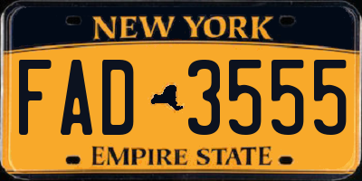 NY license plate FAD3555