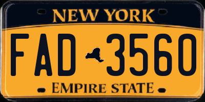 NY license plate FAD3560