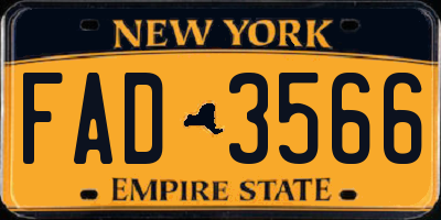 NY license plate FAD3566