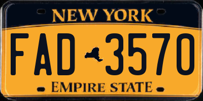 NY license plate FAD3570
