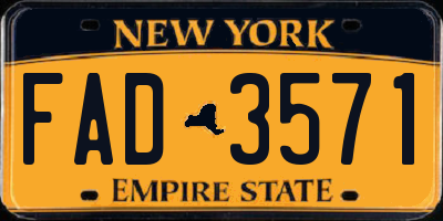 NY license plate FAD3571