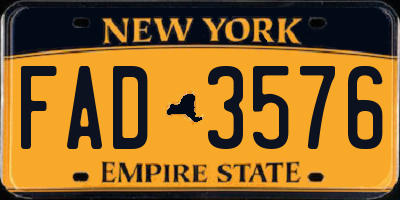 NY license plate FAD3576