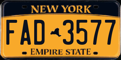 NY license plate FAD3577
