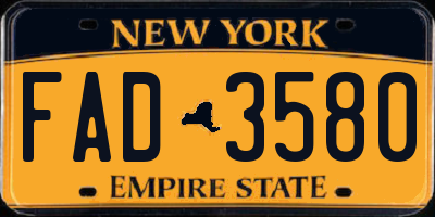 NY license plate FAD3580