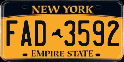 NY license plate FAD3592
