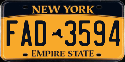 NY license plate FAD3594