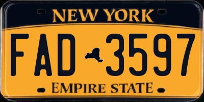 NY license plate FAD3597