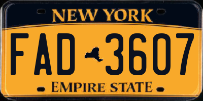 NY license plate FAD3607
