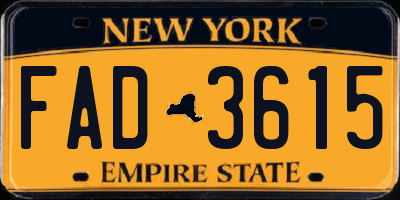 NY license plate FAD3615