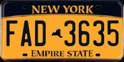 NY license plate FAD3635