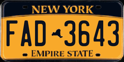 NY license plate FAD3643
