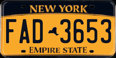 NY license plate FAD3653
