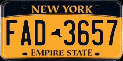 NY license plate FAD3657