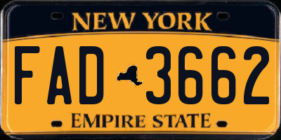 NY license plate FAD3662