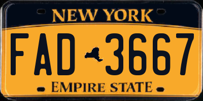 NY license plate FAD3667