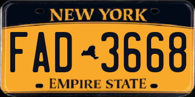 NY license plate FAD3668
