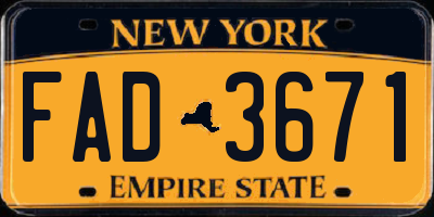 NY license plate FAD3671