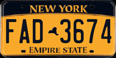 NY license plate FAD3674