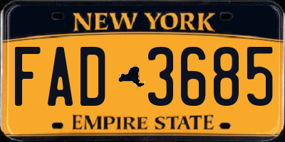 NY license plate FAD3685