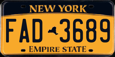 NY license plate FAD3689