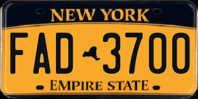 NY license plate FAD3700