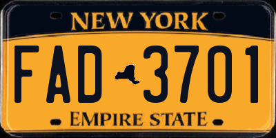NY license plate FAD3701