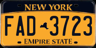 NY license plate FAD3723