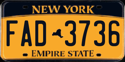 NY license plate FAD3736