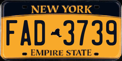 NY license plate FAD3739