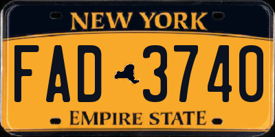 NY license plate FAD3740