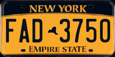 NY license plate FAD3750