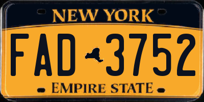 NY license plate FAD3752