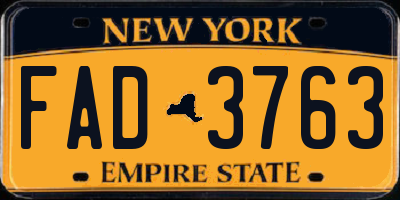 NY license plate FAD3763
