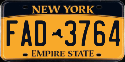 NY license plate FAD3764