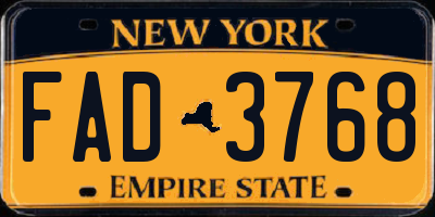 NY license plate FAD3768