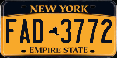 NY license plate FAD3772