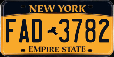 NY license plate FAD3782