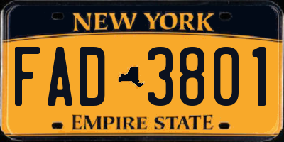 NY license plate FAD3801