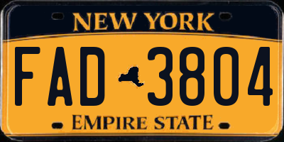 NY license plate FAD3804